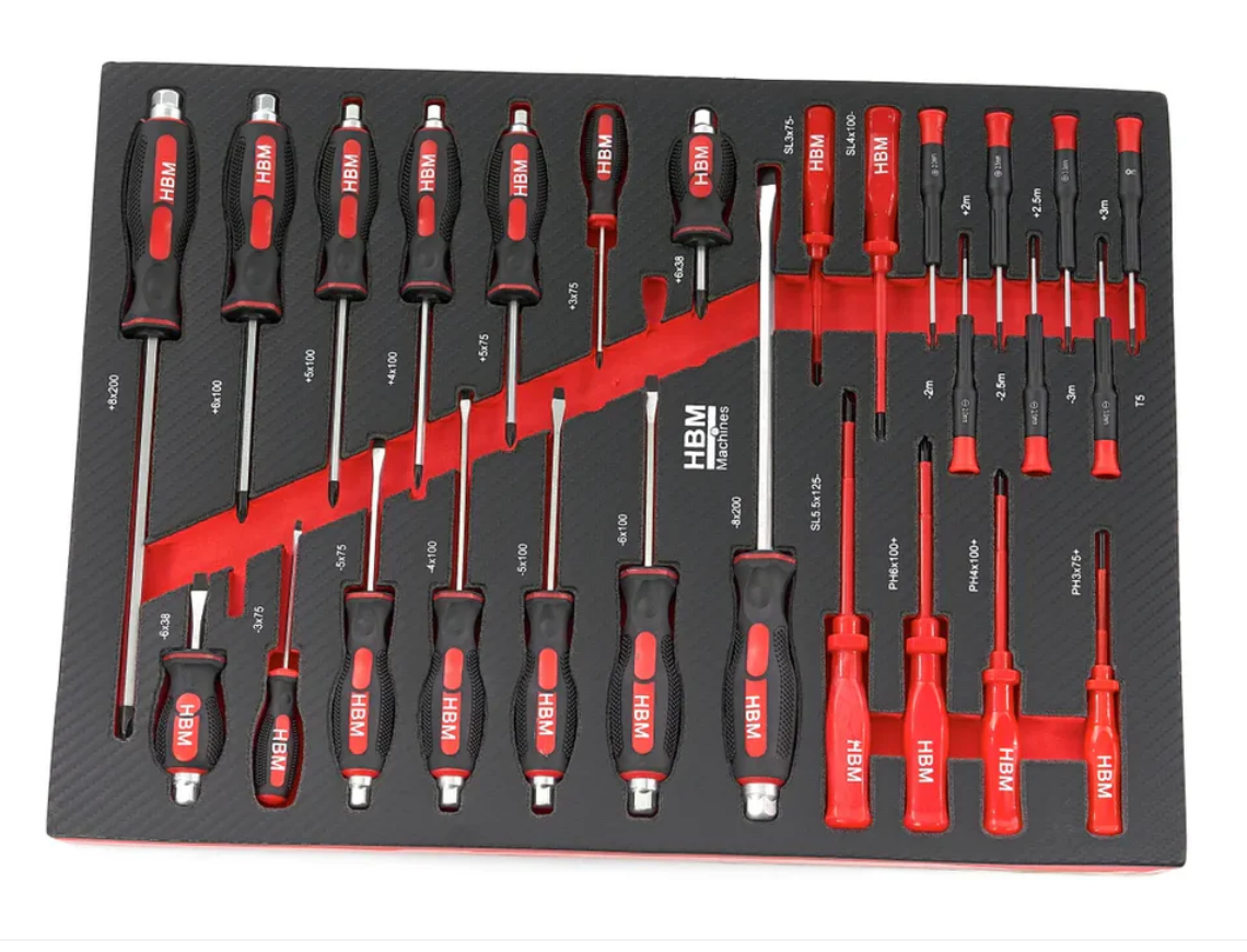 HBM gevulde gereedschapswagen 196-delig, rood